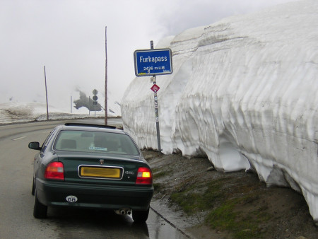 2,436m above sea level at the top of the Furka Pass in Switzerland