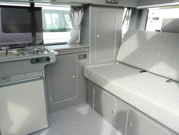 The interior of a Bilbo's VW converions. Excellent fit and finish, clever, careful design and it looked very durable.