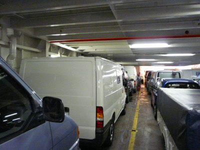 Ready to roll - disembarking from the Pride of Bilbao