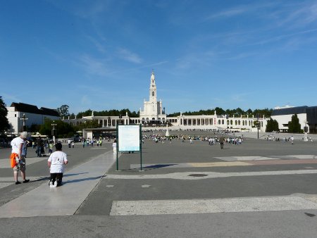 The scale of the assembly area is impressive - pilgrims making the final aproach on their knees are a routine sight