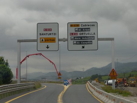 Homeward bound... following signs for Santurtzi port for the Bilbao-Portsmouth ferry