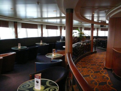 The bar on the top deck of the Hull-Rotterdam ferry - a pleasant place in the evening