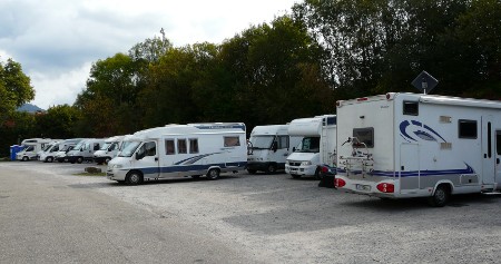 Motorhomes were double-parked in some places at the Baden-Baden stellplatz we used - it was very well located for the town and free