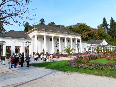 Part of casino building in Baden-Baden, these people were waiting to enter an art exhibition