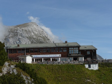 The restaurant at the top of the Jennerbahn, viewed from the footpath going down