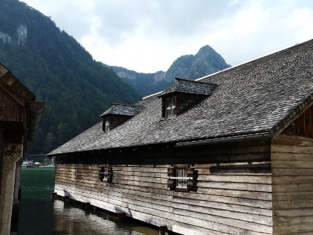 Traditional boat houses at the foot of the Konigsee