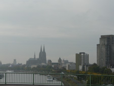 Our overcast arrival in Cologne, with the cathedral dominating the skyline