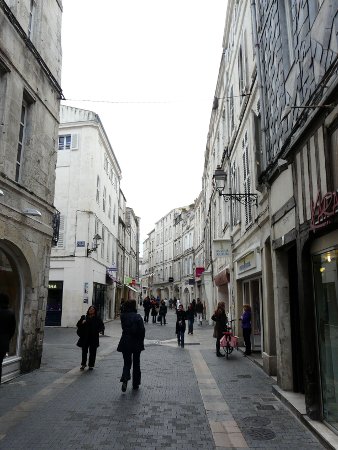 A pedestrianised street in La Rochelle city centre