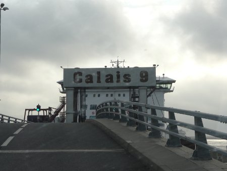 Calais dock, loading ramp onto cross-channel ferry