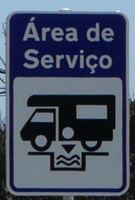 Motorhome service area sign in Portugal