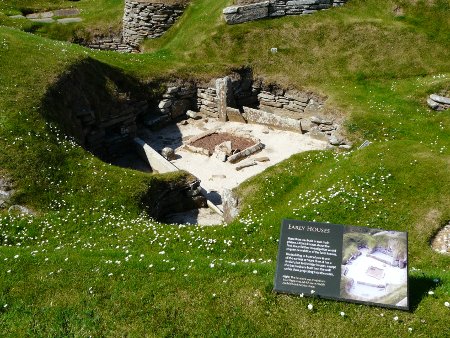 Ruins of old house in Skara Brae Stone Age village