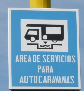 Motorhome service area sign in Spain