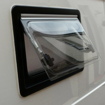 Seitz S4 motorhome window in open position