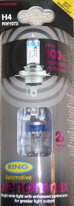 Ring Xenon Max headlight bulbs in packaging (H4)