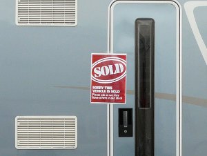 Motorhome with sold sign at Peterborough show