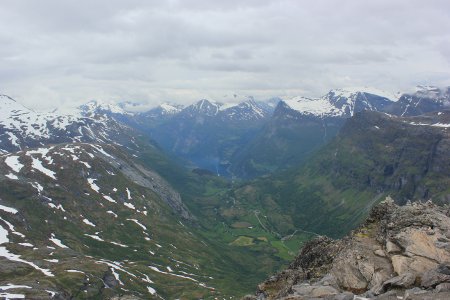 View of Geirangerfjord from top of Dalsnibba