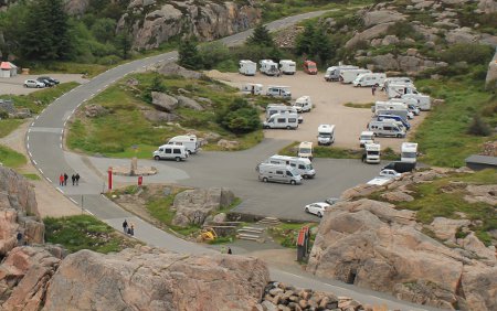 Lindesnes car park, filled with motorhomes