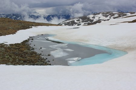 Frozen lake on the Snow Road