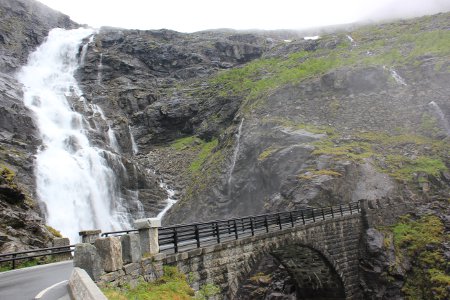 A waterfall on the Trollstigen Pass