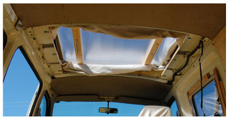 Pop-up roof seen from inside, partially fitted