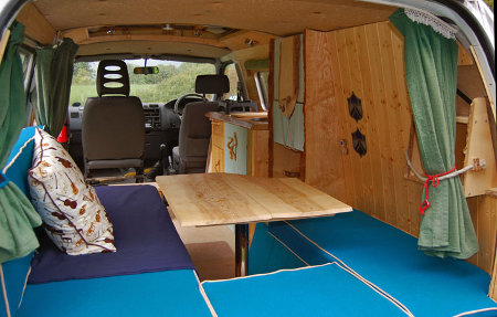 Another view inside David's DIY Toyota Hiace camper conversion