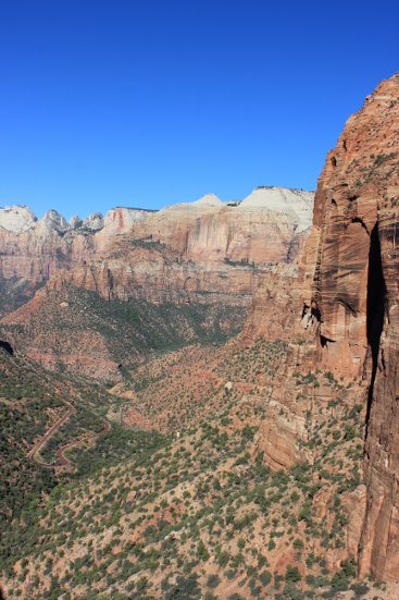 Looking down into Zion Canyon