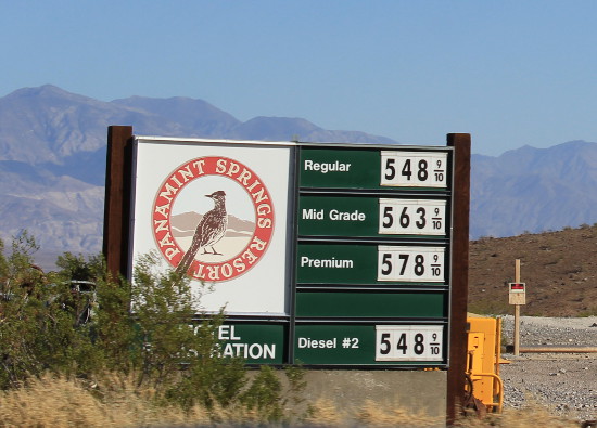 Panamint Springs fuel prices Oct 2015