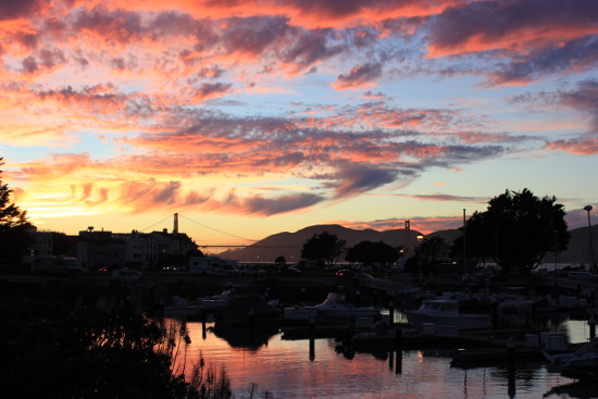 Sunset at marina in San Francisco