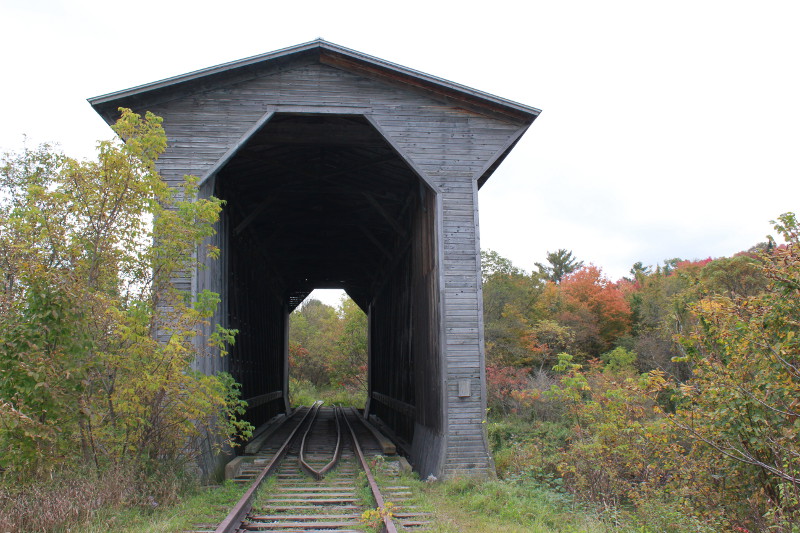 A covered rail bridge, New England