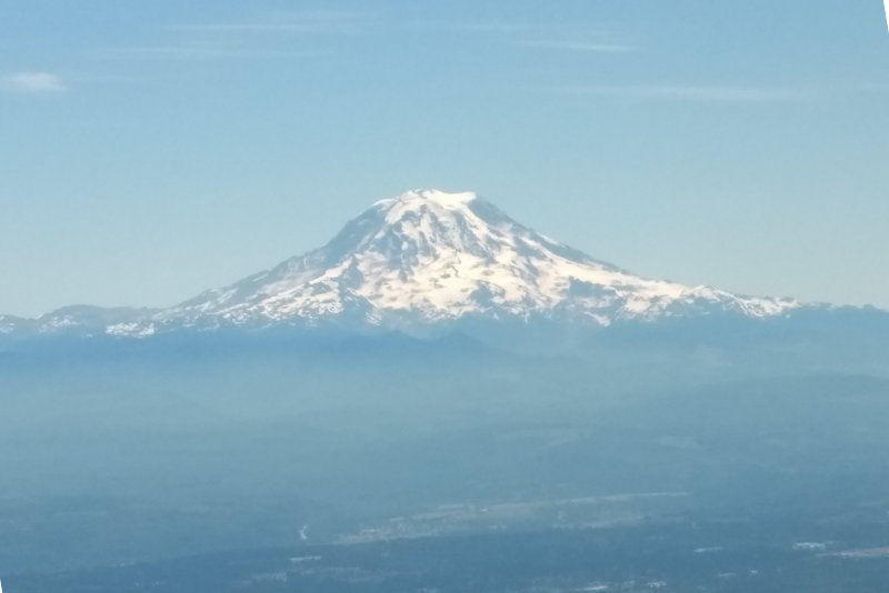 Mt Rainier, Seattle from Flight